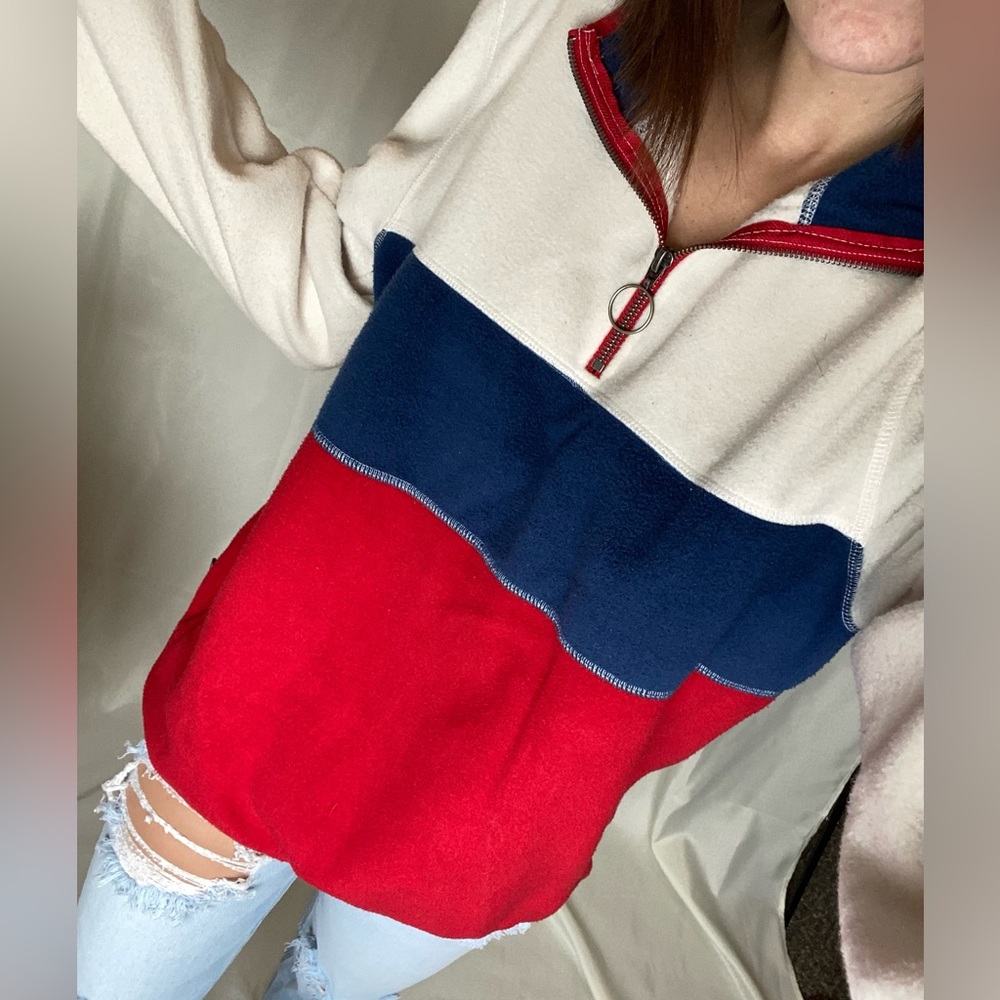 Fleece Quarter Zip! Red White and Blue Size Small